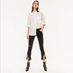 NWT Zara Frayed Studded Cropped Jeans